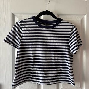 Topshop Cropped Trim Stripe Shirt 
Size: 8